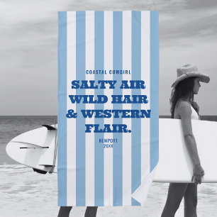 Cowgirl Cowgirl Western Flair Blue Cabana Streifen Strandtuch
