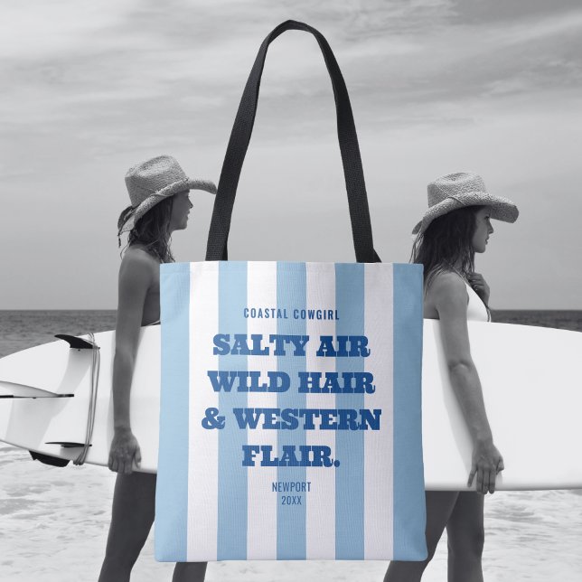 Cowgirl Cowgirl Western Flair Blue Cabana Streifen Tasche (Von Creator hochgeladen)