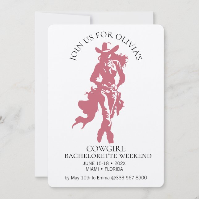 Cowgirl Crew Bachelorette Bash Einladung (Vorderseite)