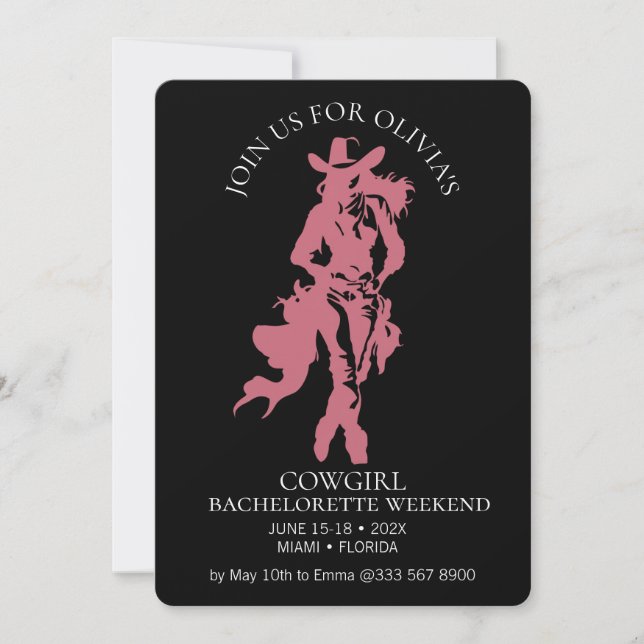 Cowgirl Crew Bachelorette Bash Einladung (Vorderseite)
