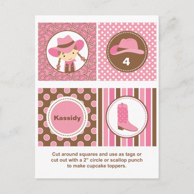 Cowgirl Cupcake Toppers Postkarte (Vorderseite)