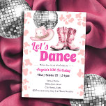 Cowgirl Disco 40. Geburtstag PINK Tanz Einladung<br><div class="desc">Erwachsenes Thema Disco Cowgirl Western Country Party. Verfügbar als digitaler Download druckbar. Ideal für jede Jahreszeit. Benutzerdefiniertes,  personalisiertes,  bearbeitbares Download,  Kristall pink Disco Erwachsenen-Party</div>