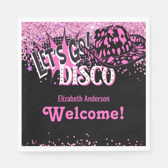 Cowgirl Disco Bachelorette Lasse letzte Runde Rode Serviette (Vorderseite)