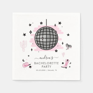 Cowgirl Disco Bachelorette Retro Space Pink Party Serviette