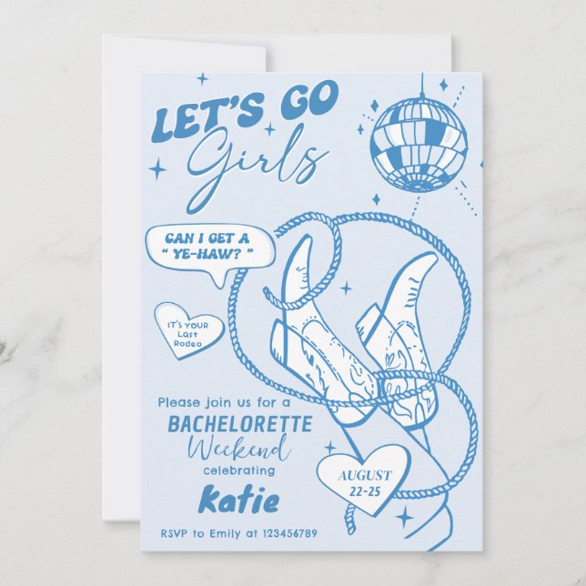 Cowgirl Disco Einladung (Vorderseite)