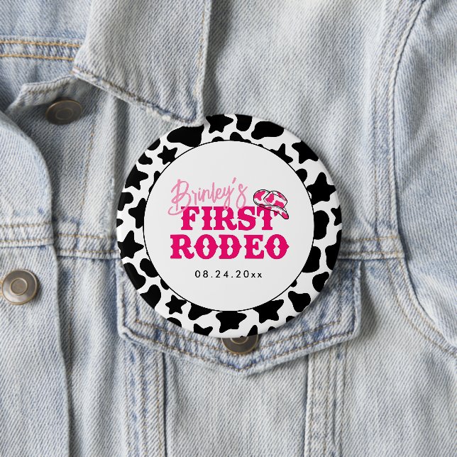 Cowgirl Disco Pink First Rodeo Button (Beispiel)