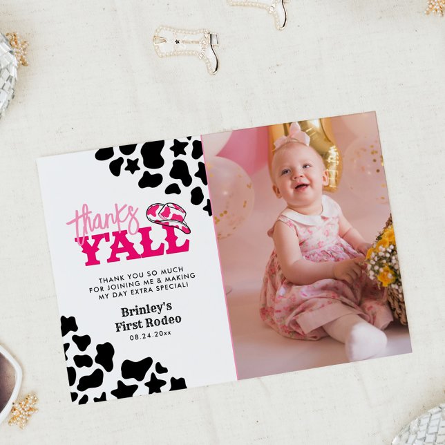 Cowgirl Disco Pink First Rodeo Danke Y'all Einladung (Von Creator hochgeladen)