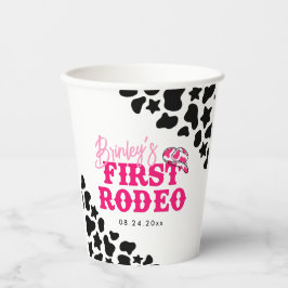 Cowgirl Disco Pink First Rodeo Pappbecher