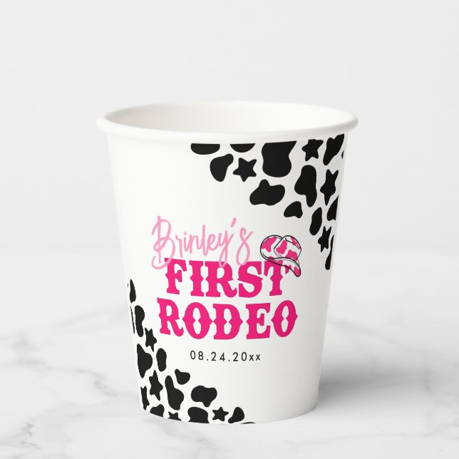 Cowgirl Disco Pink First Rodeo Pappbecher (Vorderseite)