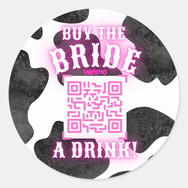 Cowgirl Disco QR Buy Bride Drink Runder Aufkleber (Vorderseite)