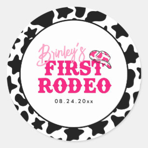 Cowgirl Disco Rosa Erstes Rodeo Runder Aufkleber