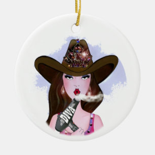 COWGIRL Diva Keramik Ornament