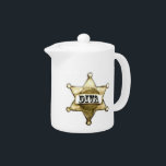 "Cowgirl Diva" Tea Pot<br><div class="desc">Weitere lustige Designs und Produkte mit DIVAtude,  erstellt von Lady Denise,  unter www.zazzle.com/LadyDenise</div>