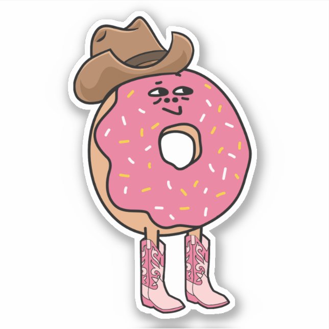 Cowgirl Donut, Funny Pink Sprinkles Aufkleber (Vorderseite)