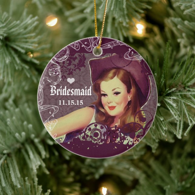 Cowgirl Eggplant Bridesmaid Weihnachtsschmuck (Baum)