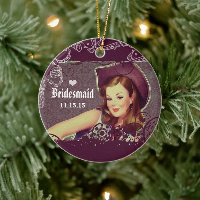 Cowgirl Eggplant Bridesmaid Weihnachtsschmuck (Baum)