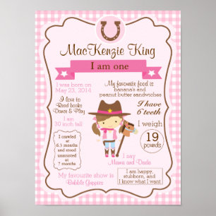 CowGirl ein Jahr Zeichen für Ihr Geburtstagsmädche Poster