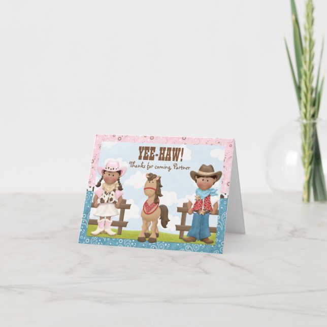 Cowgirl et Cowboy fête d'anniversaire Merci (Devant)