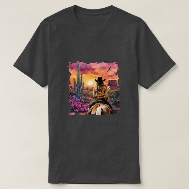Cowgirl fährt weg T-Shirt (Design vorne)