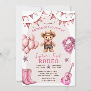 Cowgirl First Rodeo Balloons Einladung zum Geburts