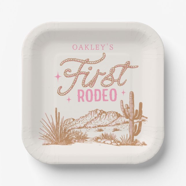 Cowgirl First Rodeo Birthday Tellers Pappteller (Vorderseite)