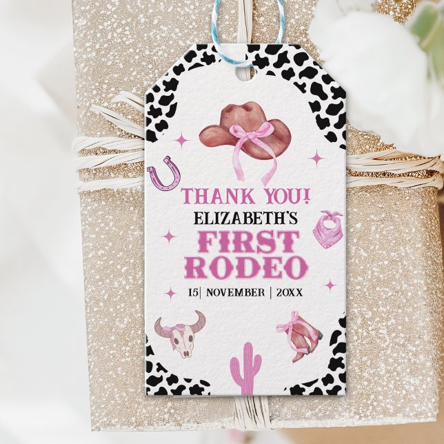 Cowgirl First Rodeo Birthday – Western Style Geschenkanhänger (Von Creator hochgeladen)