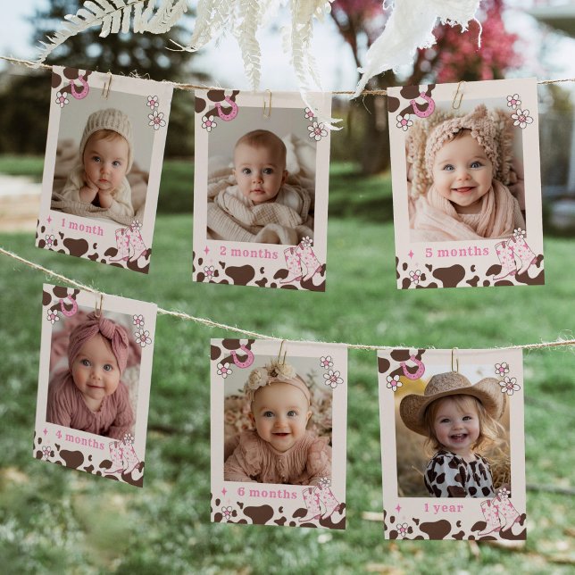 Cowgirl First Rodeo Foto monatliche Banner-Karte Einladung (Von Creator hochgeladen)