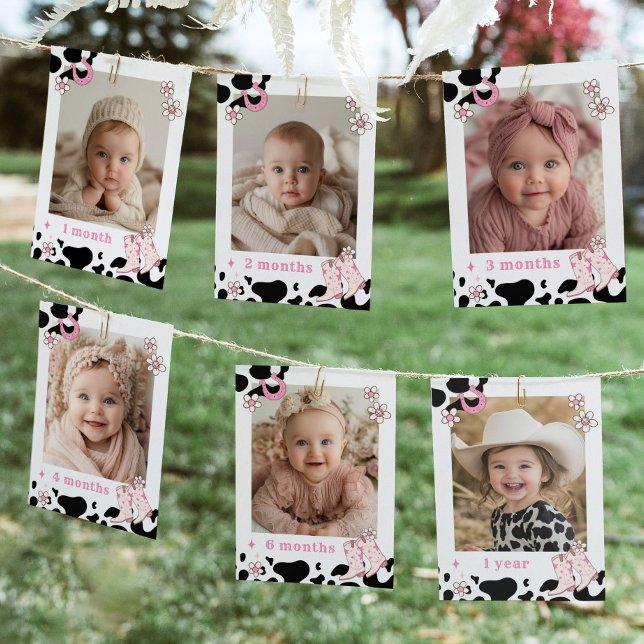 Cowgirl First Rodeo Foto monatliche Banner-Karte Einladung (Von Creator hochgeladen)