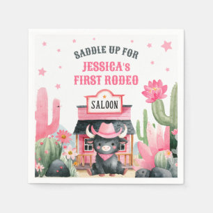 Cowgirl First Rodeo Highland Cow Birthday Party Serviette