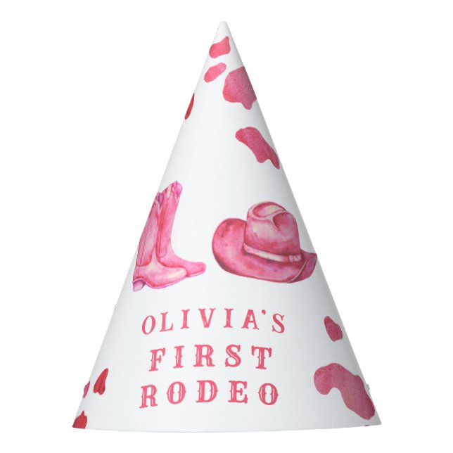Cowgirl First Rodeo Party Hat Partyhütchen (Vorderseite)