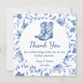 Cowgirl Floral Bridal Shower thank you blue Mitteilungskarte