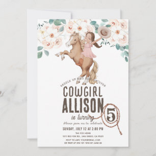 Cowgirl Floral Rodeo Western Pony Ride Birthday Einladung
