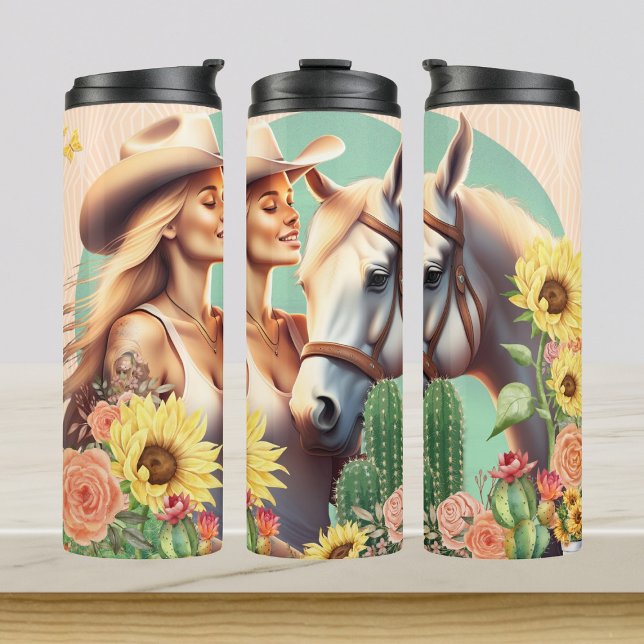 Cowgirl Floral Skinny Tumbler Thermosbecher (Von Creator hochgeladen)