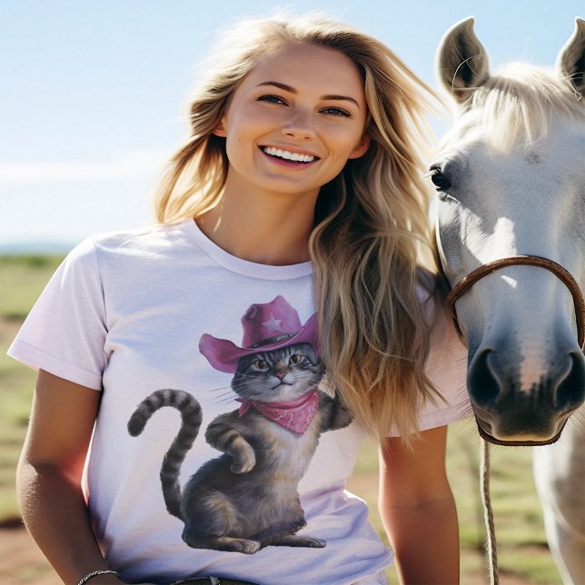 Cowgirl-Funny Cat T-Shirt (Von Creator hochgeladen)