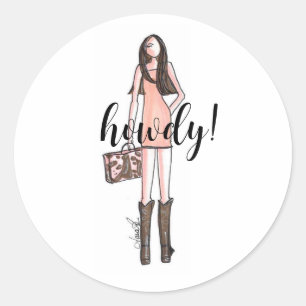 Cowgirl für Illustrationsaufkleber Runder Aufkleber