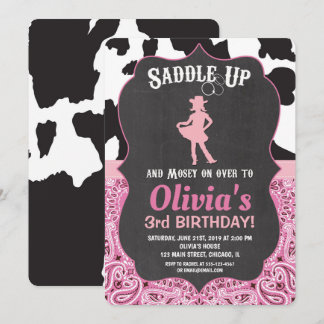 Cowgirl Geburtstag Einladung Bandana Kuh drucken