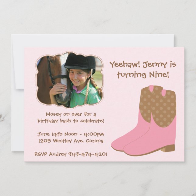 Cowgirl-Geburtstags-Einladung Einladung (Vorderseite)