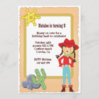 Cowgirl-Geburtstagseinladung Einladung