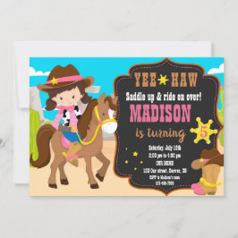 Cowgirl-Geburtstagseinladung Western Einladung