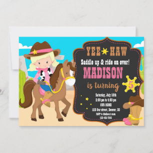 Cowgirl-Geburtstagseinladung Western Einladung