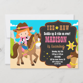 Cowgirl-Geburtstagseinladung Western Einladung