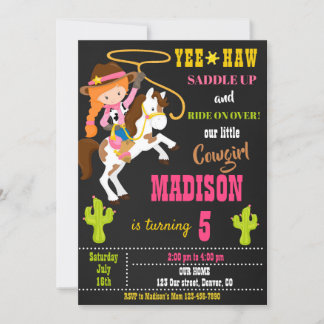 Cowgirl Geburtstagseinladung Wilder Westen Rodeo P Einladung
