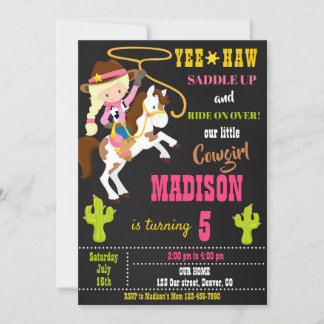 Cowgirl Geburtstagseinladung Wilder Westen Rodeo P Einladung