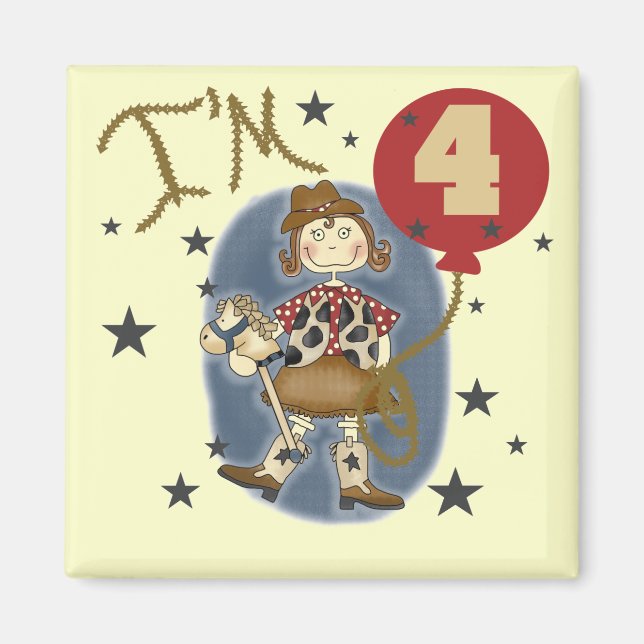Cowgirl Geburtstagsgeschenke und Geschenke Magnet (Vorne)