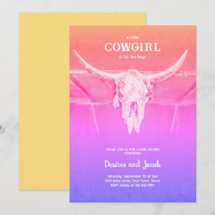 Cowgirl Gelb Pink Lila Western Baby Shower Einladung