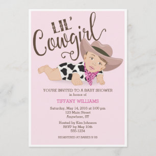 Cowgirl Girl Dusche Einladung Brünett Brown