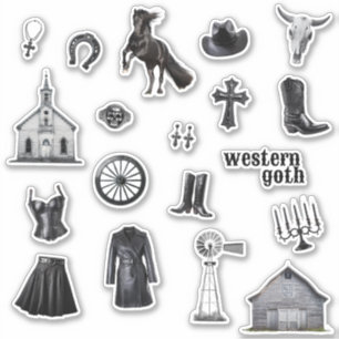 Cowgirl Goth Western Goth Journal Stickers Aufkleber