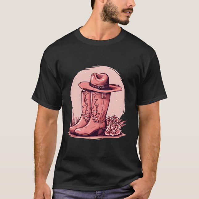 Cowgirl Hat and Boots Graphic Country Southern Wes T-Shirt (Vorderseite)