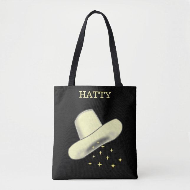 Cowgirl Hat Cartoon Image & Stars auf Black Tasche (Vorderseite)