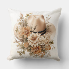 Cowgirl Hat & Wildblumen Kissen - Rustikale Elegan